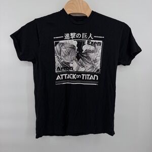Attack on Titan T-Shirt Mens XL Black Graphic Print Eren vs Armored Titan Anime